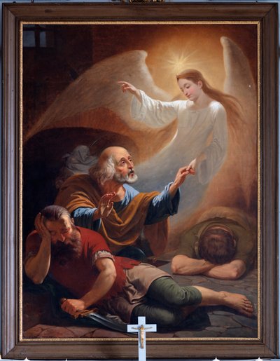 Anioł uwalnia św. Piotra z więzienia, rys. F. Devigne (?) autorstwa Unknown artist