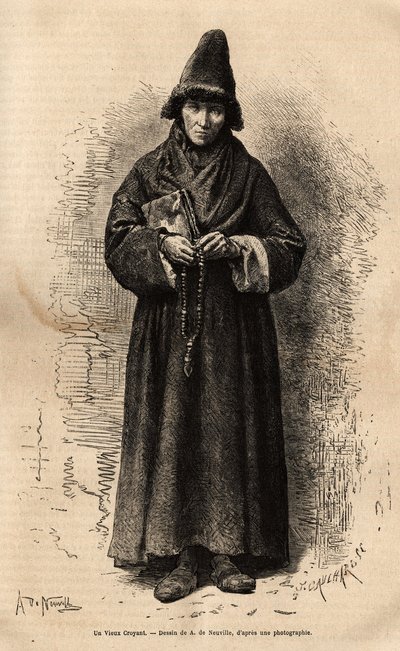 Stary wyznawca, należący do Rosyjskiego Kościoła Ludowego (i odrzucający Cerkiew Prawosławny), reprezentujący jeden z niezliczonych kultów, które rozwinęły się na tym terytorium, wykorzystując ten religijny pretekst, by wyrazić swoją głęboką polityczną nie autorstwa Unknown artist