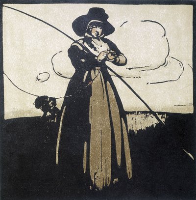 Wędkarstwo: Kobieta szykuje haczyk - kalendarz autorstwa Unknown artist