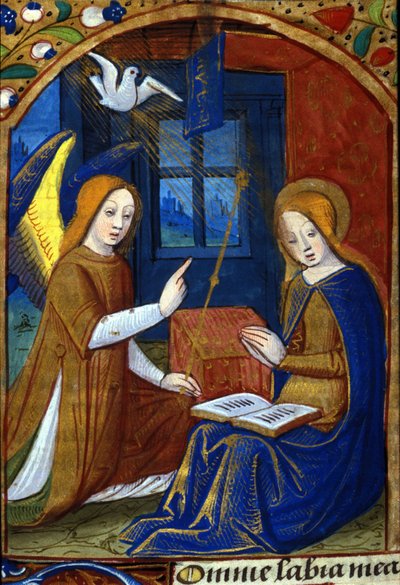 Zwiastowanie. Rękopis z XV wieku. Biblioteca Nazionale Braidense, Mediolan. autorstwa Unknown artist