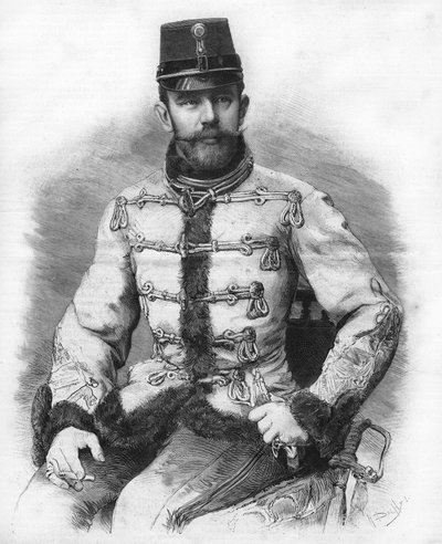 Arcyksiążę Rudolf Habsburg (1858-1889), książę koronny Austrii. Rycina z 1889 roku. autorstwa Unknown artist