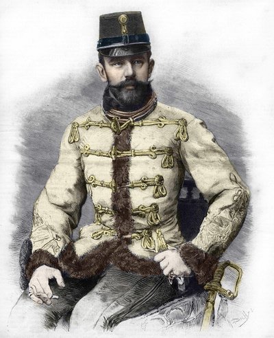 Arcyksiążę Rudolf Habsburg (1858-1889), książę koronny Austrii. Rycina z 1889 roku. autorstwa Unknown artist