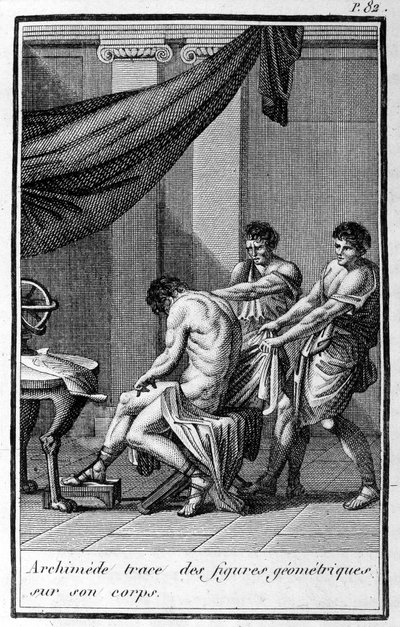 Archimedes kreśli na swoim ciele figury geometryczne. autorstwa Unknown artist
