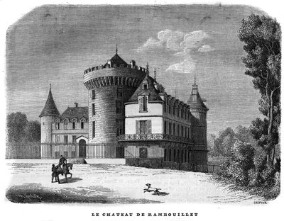 Architektura: widok zewnętrzny na Chateau de Rambouillet (XIV-XV w., przebudowany w ciągu stulecia). autorstwa Unknown artist