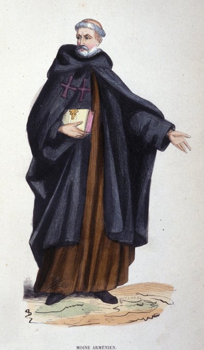 Mnich ormiański. Rycina z albumu na zakony, Paryż autorstwa Unknown artist