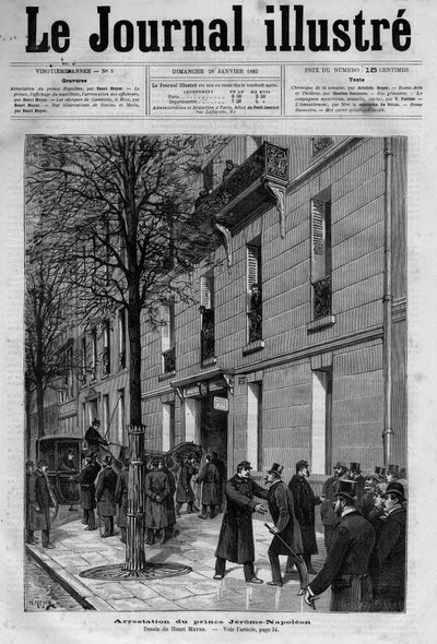 Aresztowanie w 1883 r. Hieronima Bonaparte dit Plon-Plon (Plonplon) (1822-1891) (Napoleona-Jerome