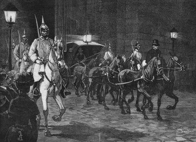 Przybycie szczątków arcyksięcia Rudolfa Habsburga (1858 - 1889), następcy tronu Austrii. autorstwa Unknown artist