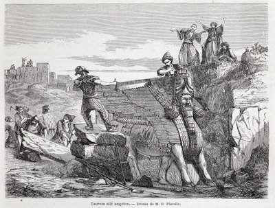 Asyryjski skrzydlaty byk na terenie Niniwy – w „”Tour du monde””1 sem. 1863. autorstwa Unknown artist