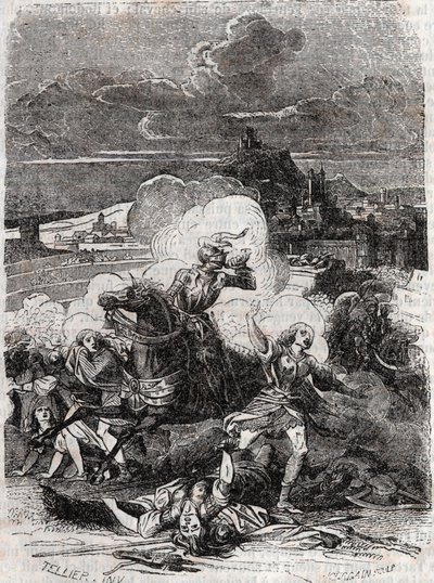 Astolphe sprawia, że kobiety z zabójstw uciekają - 1851 rycina z „” Wściekły Roland”” (Orlando furioso) (XVI w.) Ludovico Ariosto, znanego jako Ariosta – wydanie przetłumaczone z włoskiego przez hrabiego Tressan i opublikowane przez Gustave