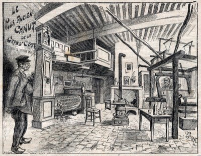 Atelier de Canut a Lyon - najstarszy kanut Wielkiego Cote od 1814 r. Grawer w „Le Progres illustrious” z 1895 r. autorstwa Unknown artist