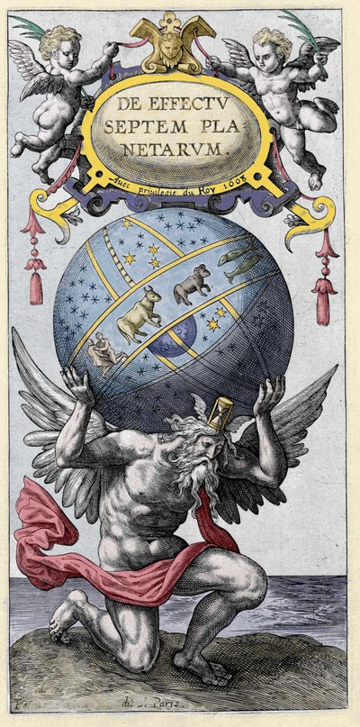 Atlas niosący świat. Rycina z początku XVII wieku. autorstwa Unknown artist