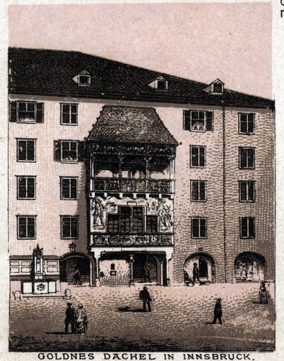 Austriacki Tyrol: widok z balkonu mówi Złoty Dach (Goldnes Dachel) w Innsbrucku. w „” Świat ilustruje 168 odsłon”” Niedatowany (koniec XIX wieku) autorstwa Unknown artist