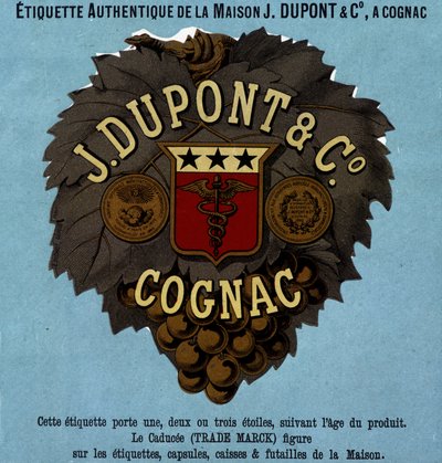 Autentyczna etykieta J. Dupont & C¡, Cognac. wydanie z 1882 r. autorstwa Unknown artist