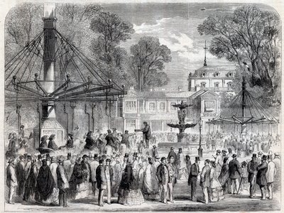 Jesienna Niedziela na Polach Elizejskich (Pola Elizejskie) w XIX wieku - Grawerowanie autorstwa Unknown artist