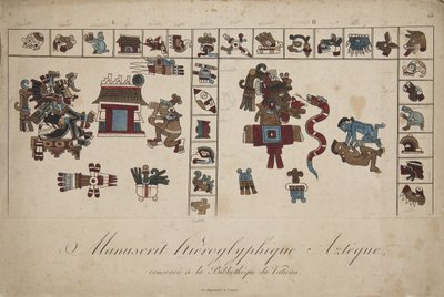 Aztecki rękopis hieroglificzny w Bibliotece Watykańskiej (litografia) autorstwa Unknown artist