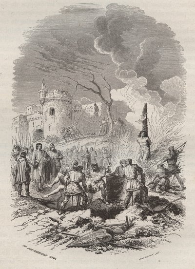 Baldwin V, hrabia Flandrii (1012-1067) przywracający policję w swoich stanach - Rycina 1868 w „Historii Belgii od czasów prymitywnych do końca panowania Leopolda I” autorstwa Theodore Juste (1818-1888) - Szeregowy kolekcja autorstwa Unknown artist