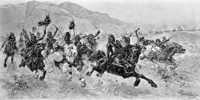 Inwazje barbarzyńskie - Les Huns - Grawerowanie U. Checa autorstwa Unknown artist