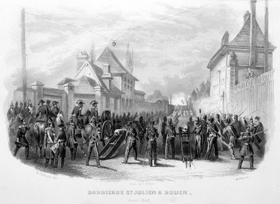 Barykada Saint Julien w Rouen, kwiecień 1848 – w „Fasttes de Gardes Nationales de France”” autorstwa Unknown artist