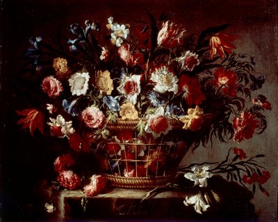 Kosz kwiatów (olej na płótnie) autorstwa Unknown artist