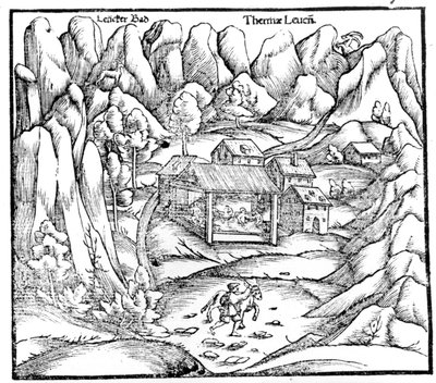 Łaźnie Baden (Austria), grawerowanie XVI wieku. autorstwa Unknown artist