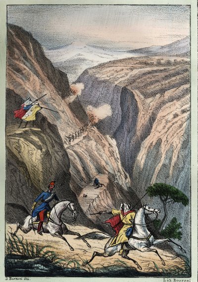 Bitwa pod Teniah of Mouzaìa, na przełęczy Mount Atlas między wojskami francuskimi a arabskim ruchem oporu autorstwa Unknown artist