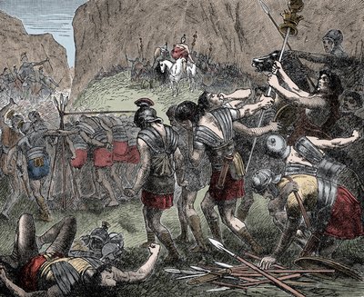 Bitwa o widły Caudine - Bitwa o widły Caudine (Furculae Caudinae) - 321 p.n.e. między Rzymianami a Samnitami podczas drugiej wojny samnickiej autorstwa Unknown artist