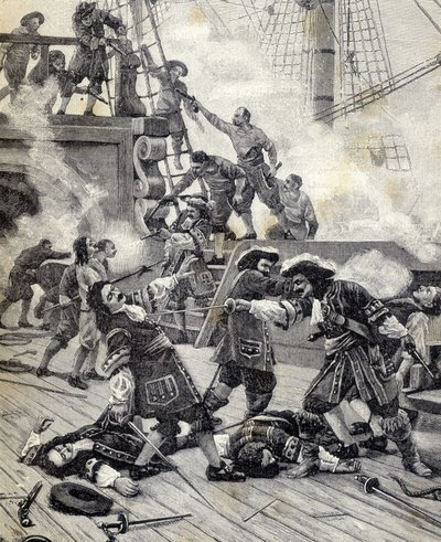 Bitwa na łodzi - Jean Bart. autorstwa Unknown artist