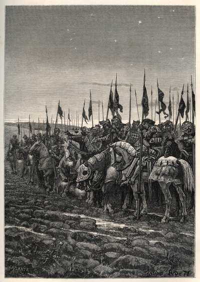 Przed bitwą pod Agincourt - Wojna 100 lat: Bitwa pod Azincourt (Pas-de-Calais) 25 października autorstwa Unknown artist