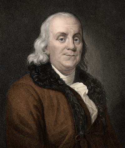 Benjamin Franklin (1706-1790) - rycina - XIX wiek autorstwa Unknown artist