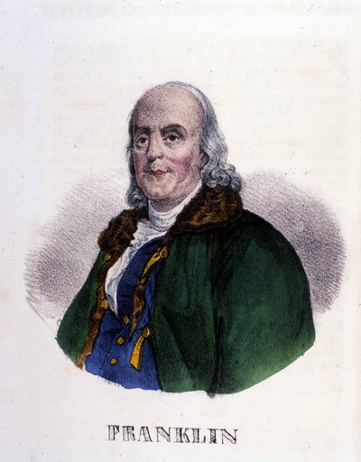 Benjamin Franklin (1706-1790), amerykański filozof, fizyk i ambasador. autorstwa Unknown artist
