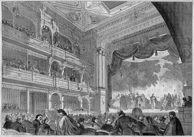 Berlin, widok na nową salę Teatru Wallnera przebudowaną w 1865 r. W „”L