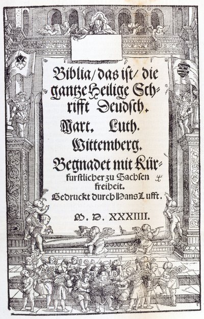 Biblia Lutra. Frontyspicjum autorstwa Unknown artist