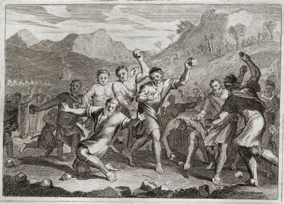 Biblia Royaumont, Stary Testament: Bluźnierca Lapide. Bóg czyni z kamienia bluźniercę swego świętego imienia, a drugiego, który naruszył święty szabat (szabat, szabat, szabat, szabat, szabat), zbierając trochę słomy na polu. Ilustracja z 1811 roku. autorstwa Unknown artist