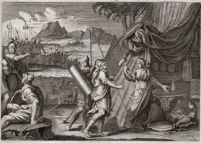 Biblia Royaumont, Stary Testament: Śmierć Sisary. Yael (Jael) zabija głowę armii kananejskiej Sisra (Sisera lub Sisara). Ilustracja z 1811 roku. autorstwa Unknown artist