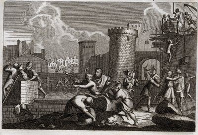 Biblia Royaumont, Stary Testament: Jerozolima rebatie. Króla Artakserksesa wysłałem Nehemię do Jerozolimy za pozwoleniem na zbuntowanie wszystkich jej murów. Ilustracja z 1811 roku. autorstwa Unknown artist