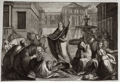 Biblia Royaumont, Stary Testament: Pokuta Niniwitów. Mieszkańcy Niniwy pokutują za orzeczeniem świętego proroka Jonasza. Ilustracja z 1811 roku. autorstwa Unknown artist