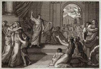 Biblia Royaumont, Stary Testament: Susanne delivree. Bóg posługuje się mądrością młodego Daniela, aby uwolnić Susanne od śmierci, na którą została niesłusznie skazana. Ilustracja z 1811 roku. autorstwa Unknown artist