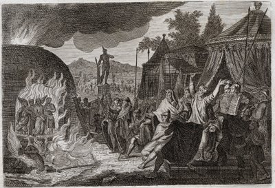 Biblia Royaumont, Stary Testament: Troje dzieci Babilonu w piecu. Król Nabuchodonozor II wrzuca trzech młodych Hebrajczyków do rozpalonego pieca, skąd w cudowny sposób się wydostają. Nazywają się Ananiasz, Azarias i Misael (lub Shadrac autorstwa Unknown artist