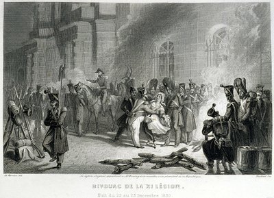 Biwak XI Legionu - noc z 22 na 23 grudnia 1830 - w „Fasttes de Gardes Nationales de France”” autorstwa Unknown artist