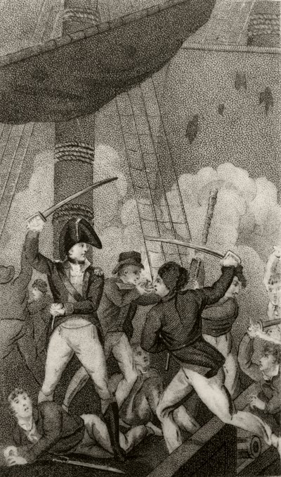 Czarnobrody wsiadający na Perłę, dowodzony przez porucznika Maynarda autorstwa Unknown artist