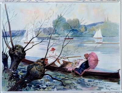 Spacer łodzią autorstwa Unknown Artist