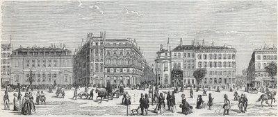 Boulevard des Italians z kawiarnią de Paris, rue Taitbout, domem doree, rue Lafitte, kawiarnią Riche i rue Lepelletier - Grawerowanie w „Tableau-de-Paris” Edmonda Texiera 1852 autorstwa Unknown artist