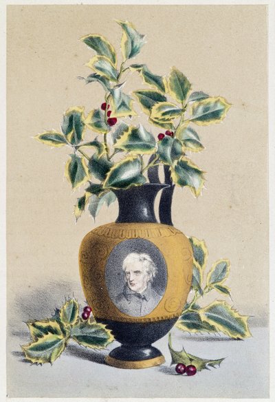 Bukiet ostrokrzewu symbolizujący zimę - litografia autorstwa Unknown artist
