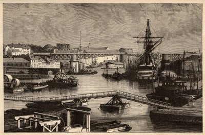 Brześć - Port wojskowy - Finistere - Bretania - grawer w „” PATRIE”” - PECTURESSE OPIS FRANCJI W 6 TOMACH WG LUCIENA HUARDA - koniec XIX wieku autorstwa Unknown artist