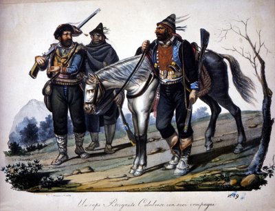 Brygada w Kalabrii, Włochy, rycina z XIX wieku. autorstwa Unknown artist