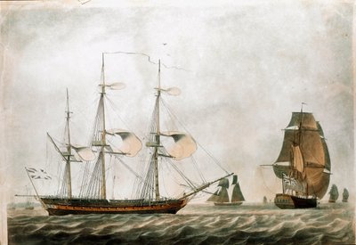 Brytyjska fregata w XVIII wieku (druk XIX w.) autorstwa Unknown artist