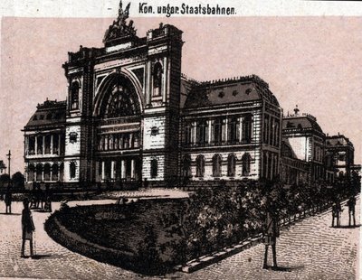 Budapeszt, Węgry: widok na magyar kiralyi allavasutsk (dworzec kolejowy). w „” Świat ilustruje 168 odsłon”” Niedatowany (koniec XIX wieku) autorstwa Unknown artist