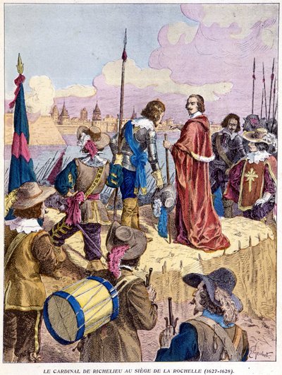 Kardynał Richelieu podczas oblężenia La Rochelle (1627-1628) autorstwa Unknown artist