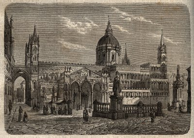 Cathedrale de Palermo - Katedra w Palermo - Katedra w Palermo - grawerowanie w ""Dictionnaire populaire illustrious" - 1864 - Joseph Decembre i Edmond Allonier - autorstwa Unknown artist