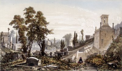 Cmentarz Père Lachaise - litografia autorstwa Unknown artist